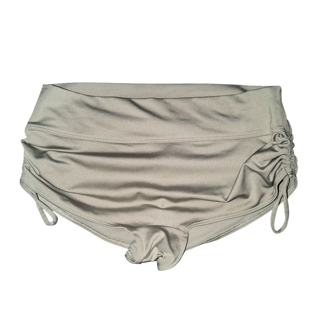 High Waist Gray Ruched Shorts with Adjustable Fit